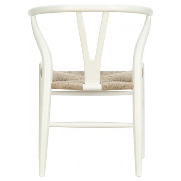 Nicer Interior Replica Hans Wegner Wishbone Dining Side Chair - White/Beige
