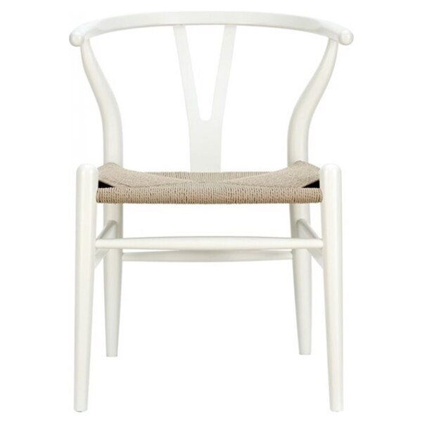 Nicer Interior Replica Hans Wegner Wishbone Dining Side Chair - White/Beige
