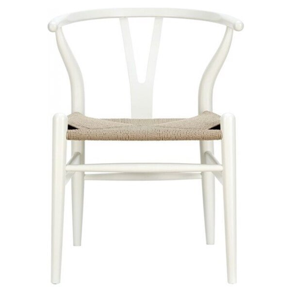 Chaise pour salle à manger réplique de Hans Wegner Wishbone par Nicer Interior, blanc/beige