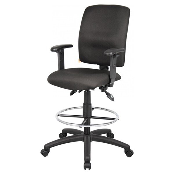 Nicer Interior Multi-Function Ergonomic Drafting Chair - Adjustable Arms - Black Fabric