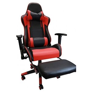Nicer Interior Reclining Gaming Chair with Head Cushion - Black and Red