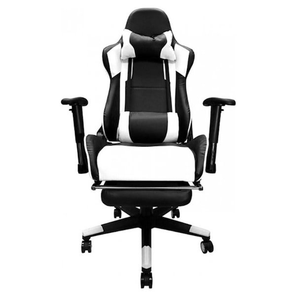 Fauteuil de jeux inclinable par Nicer Interior avec repose tête, noir et blanc