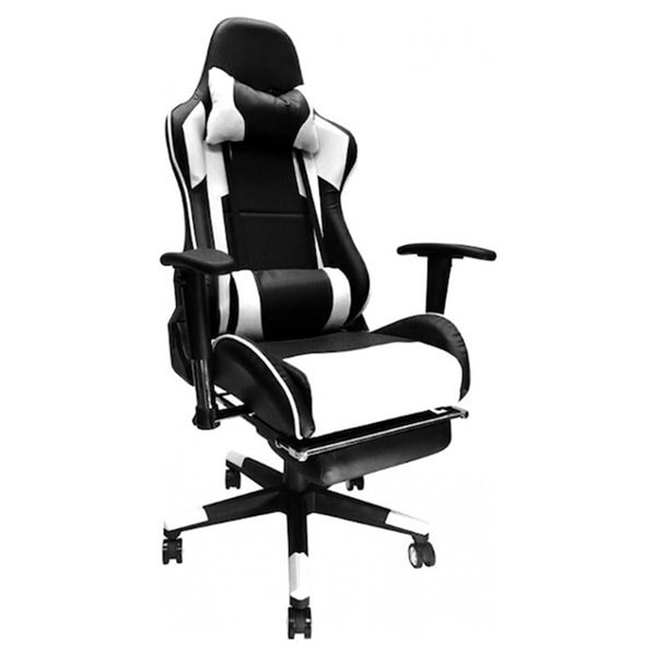 Fauteuil de jeux inclinable par Nicer Interior avec repose tête, noir et blanc