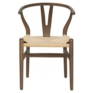 Nicer Interior Replica Hans Wegner Wishbone Dining Side Chair - Walnut/Beige - Set of 2