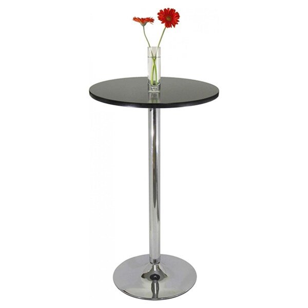 Nicer Interior Obsidian Round Bar Table - 24-in x 24-in - Chrome/Black