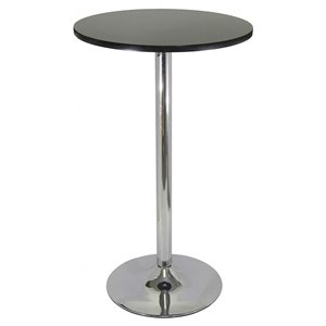 Nicer Interior Obsidian Round Bar Table - 24-in x 24-in - Chrome/Black