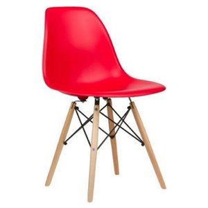Nicer Interior Eiffel Dining Side Chair - Red/Natural Wood - Set of 2