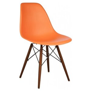 Nicer Interior Eiffel Dining Side Chair - Orange/Brown Wood - Set of 2