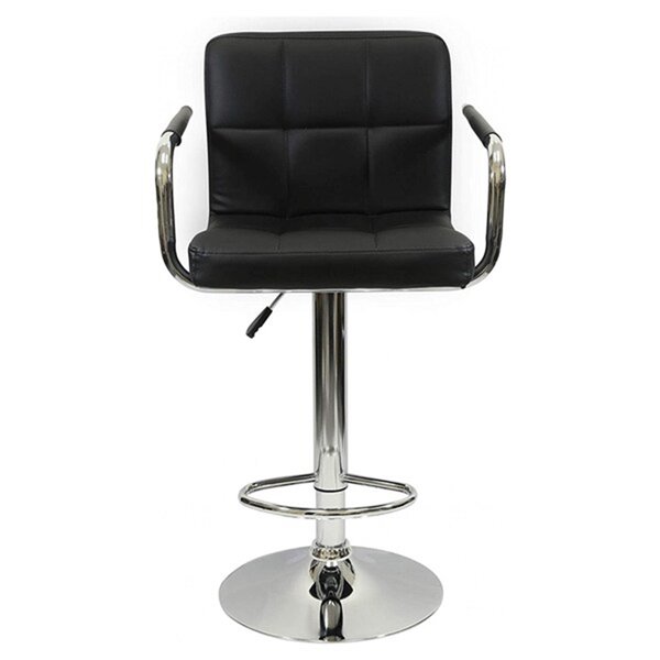 Nicer Interior Hexagrid Adjustable Swivel Bar Stool with Arms - Black