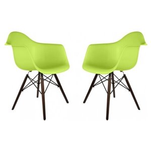 Nicer Interior Eiffel Dining Armchair - Green/Walnut - Set of 4