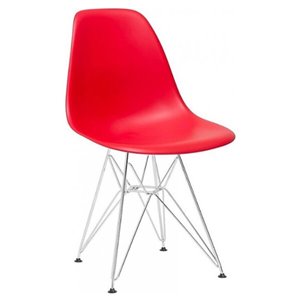 Nicer Interior Eiffel Dining Side Chair - Red/Metal - Set of 2