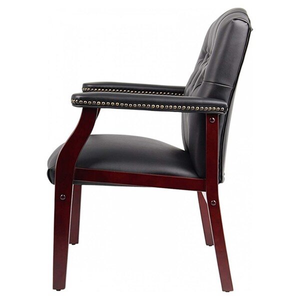 Nicer Interior Mahogany Wood and Black Vinyl Multi-Function Conference Chair