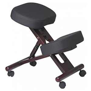 Nicer Interior Memory Foam Drafting Chair - Black and Natural Wooden Frame