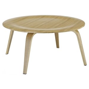 Nicer Interior Eames Mid-Century Round Coffee Table - 34-in x 16-in - Natural Wood