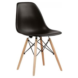 Nicer Interior Eiffel Dining Side Chair - Black/Natural Wood - Set of 6