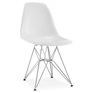 Nicer Interior Eiffel Dining Side Chair - White/Metal - Set of 4