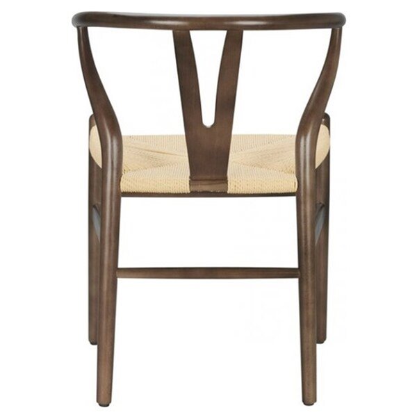 Nicer Interior Replica Hans Wegner Wishbone Dining Side Chair - Walnut/Beige