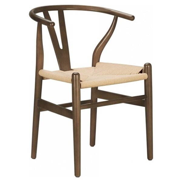 Nicer Interior Replica Hans Wegner Wishbone Dining Side Chair - Walnut/Beige