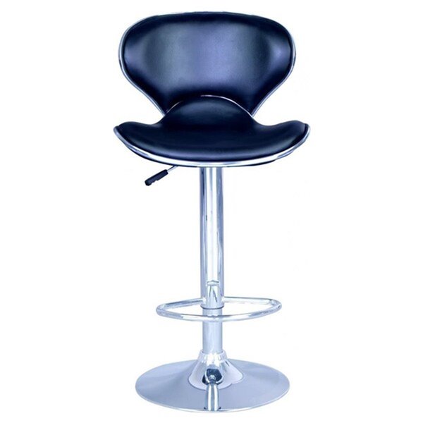 Nicer Interior Airlift Adjustable Swivel Stool  - Black Leather