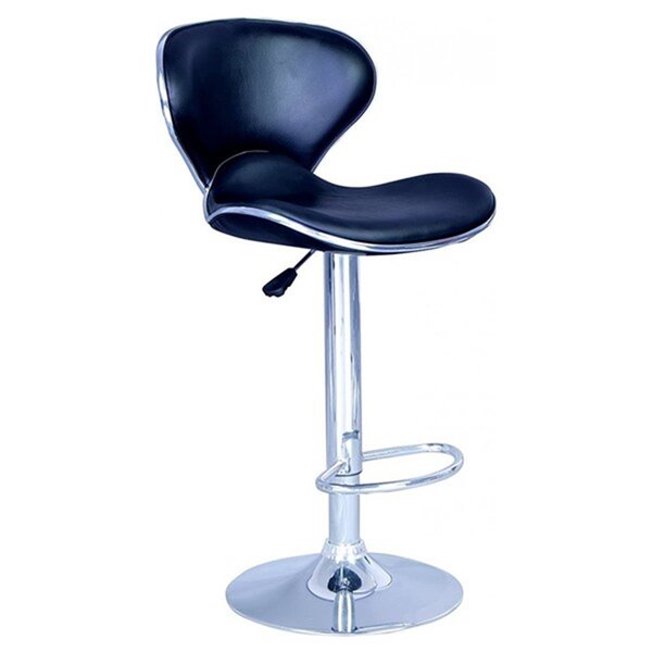 Nicer Interior Airlift Adjustable Swivel Stool  - Black Leather