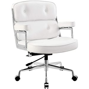 Chaise de cadre Eames par Nicer Interior, cuir blanc