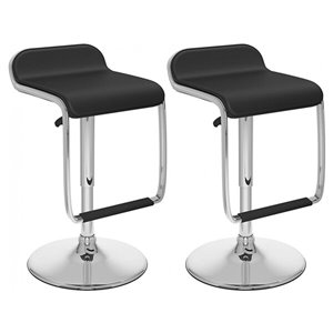 Nicer Interior Adjustable Swivel Stool - Black Leather - Set of 2
