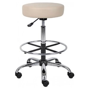 Nicer Interior Caressoft Medical Drafting Stool with Foot ring - Adjustable Height - Beige