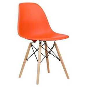 Nicer Interior Eiffel Dining Side Chair - Orange/Natural Wood - Set of 4