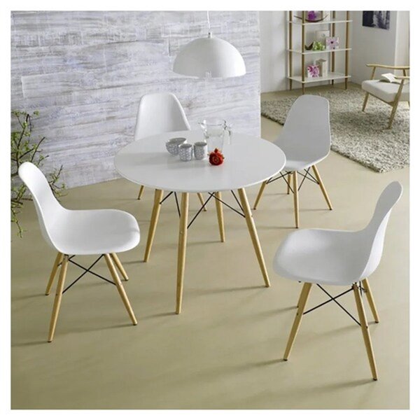 Nicer Interior Eames Round Dining Table - 40-in x 40-in - Natural/White