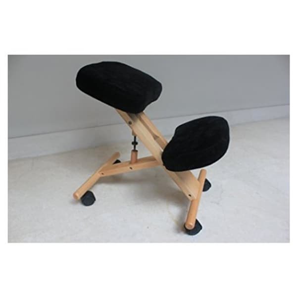 Nicer Interior Memory Foam Drafting Chair - Natural Wooden Frame - Black