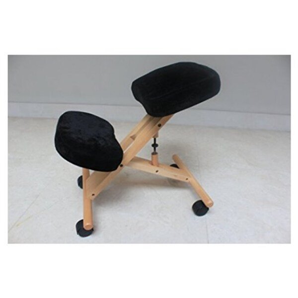 Nicer Interior Memory Foam Drafting Chair - Natural Wooden Frame - Black