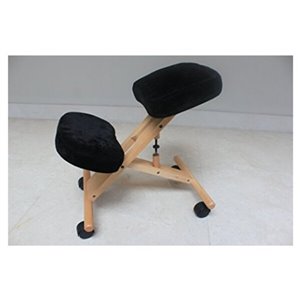 Chaise de dessinateur noire Nicer Interior appuie-genoux mousse mémoire cadre en bois naturel