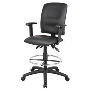 Nicer Interior Multi-Function Ergonomic Drafting Chair with Arms - Black Faux Leather