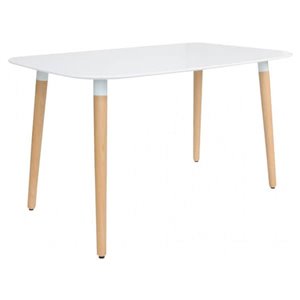 Table de salle à manger rectangulaire Eames de Nicer Interior, 47 po x 32 po, naturel/blanc