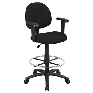 Nicer Interior Drafting Chair with Foot Ring - Black Fabric