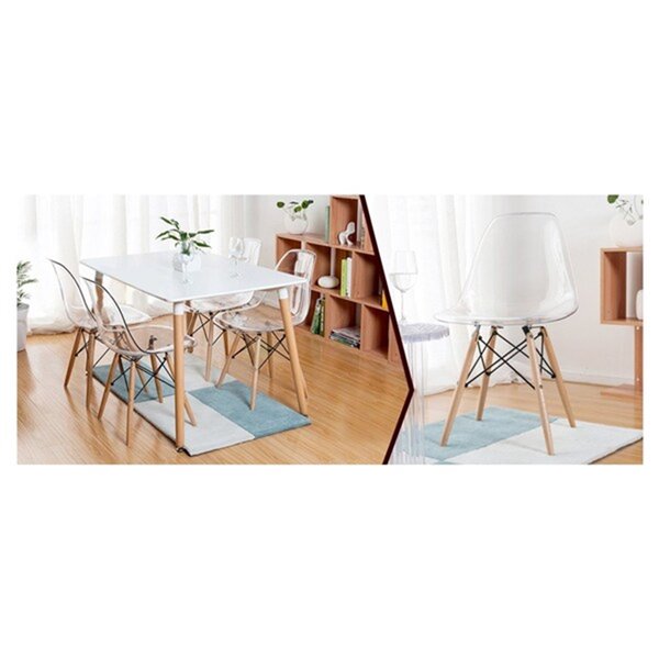 Nicer Interior Eiffel Dining Side Chair - Clear/Natural Wood - Set of 4