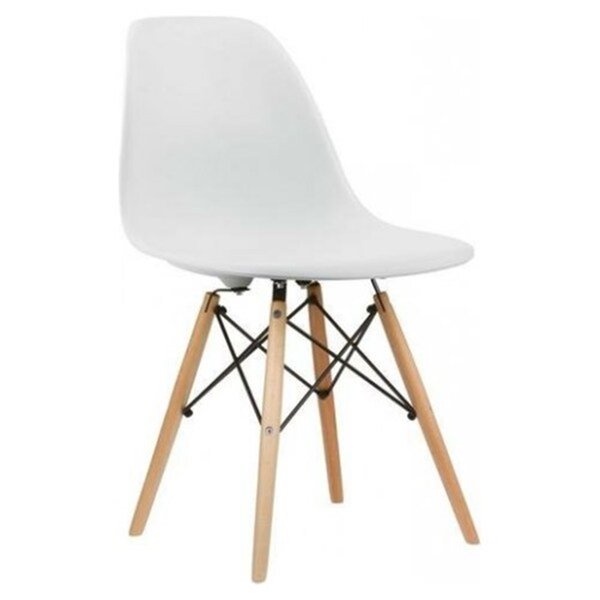 Nicer Interior Eiffel Dining Side Chair - White/Natural Wood - Set of 4