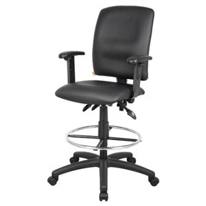 Nicer Interior Multi-Function Ergonomic Drafting Chair - Adjustable Arms - Black Faux Leather