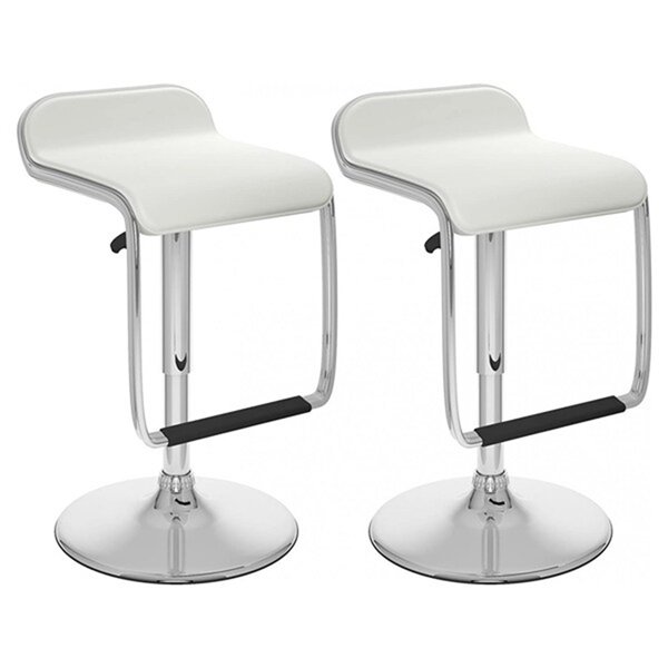 Nicer Interior Adjustable Swivel Stool  - White Leather