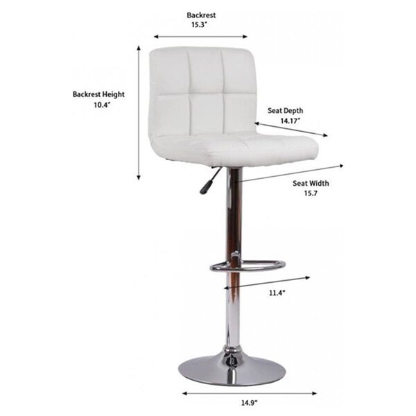 Nicer Interior Hexagrid Adjustable Swivel Bar Stool - White - Set of 2