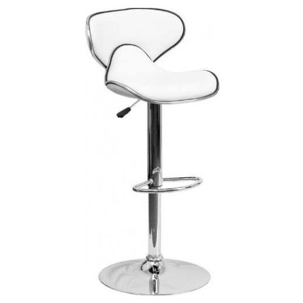 Nicer Interior Airlift Adjustable Swivel Stool  - White Leather