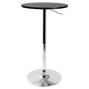 Table de salle à manger ronde ajustable de Nicer Interior, 28 po x 28 po, chrome/noir