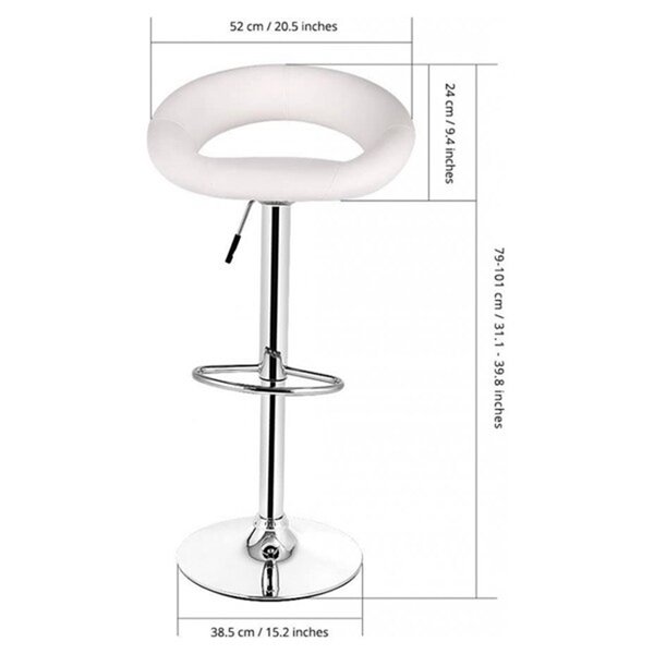 Nicer Interior Mooncut Adjustable Bar Stool  - White