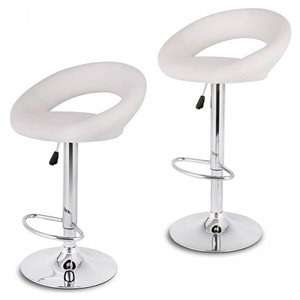 Nicer Interior Mooncut Adjustable Bar Stool  - White