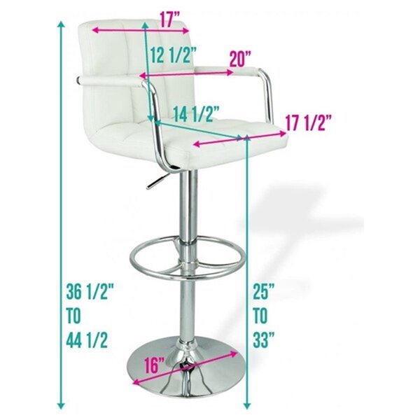 Nicer Interior Hexagrid Adjustable Swivel Bar Stool with Arms - White