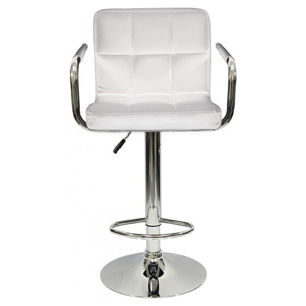 Nicer Interior Hexagrid Adjustable Swivel Bar Stool with Arms - White