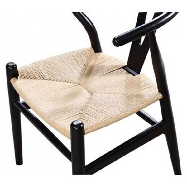 Nicer Interior Replica Hans Wegner Wishbone Dining Side Chair - Black/Beige