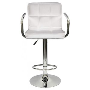 Nicer Interior Hexagrid Adjustable Swivel Bar Stool - White with Arms - Set of 2