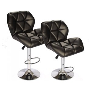Nicer Interior Tripatch Adjustable Bar Stool - Black - Set of 2