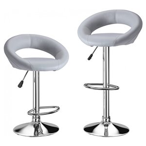 Tabouret de bar réglable Mooncut par Nicer Interior, blanc, ens. de 2